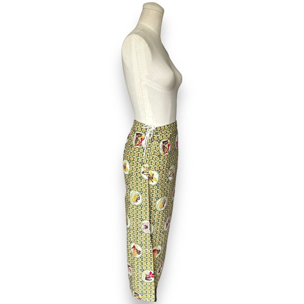 40s Paradise Sportswear Floral Nymph Fairy Wrap Skirt Cotton Hawaiian Tiki Print - Picture 4 of 7